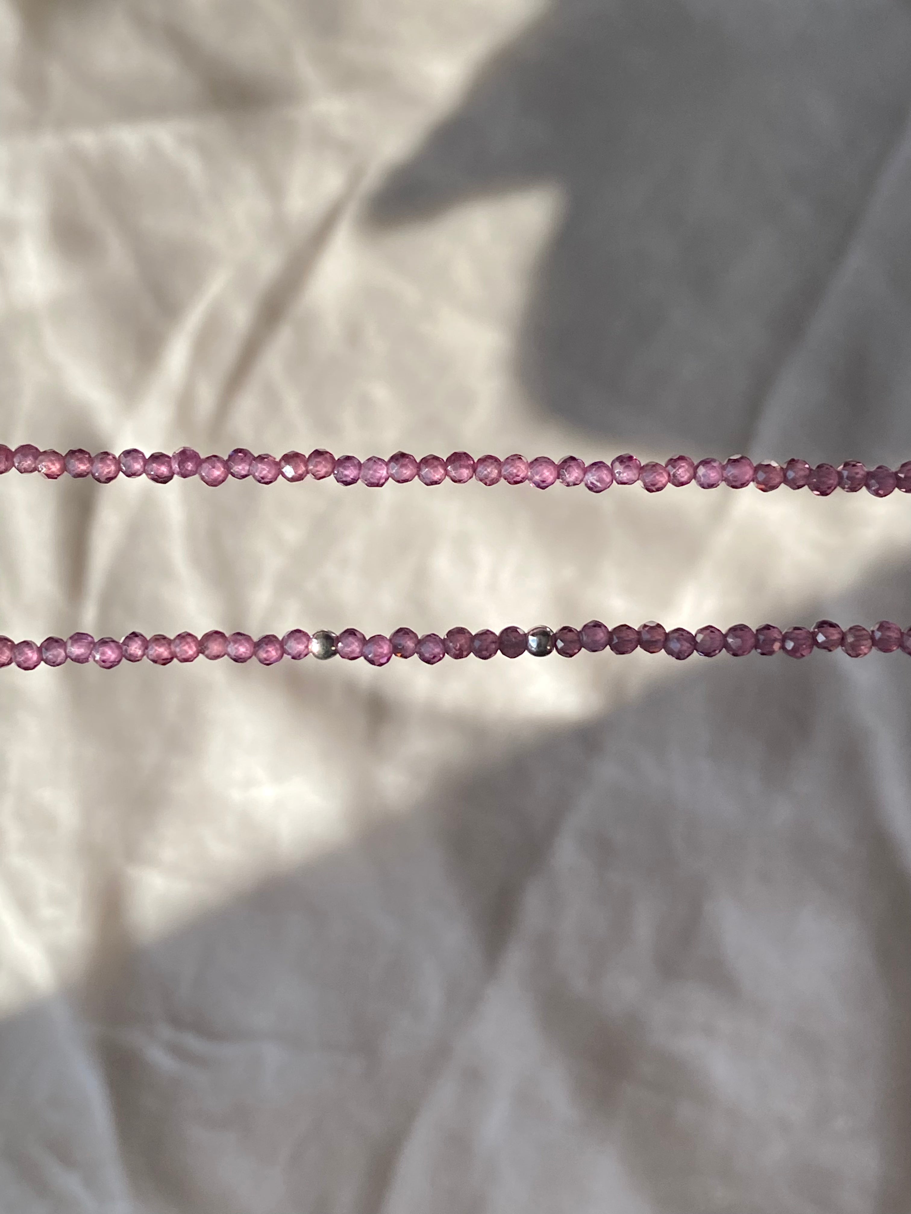 Dainty Rhodolite Beaded Necklace