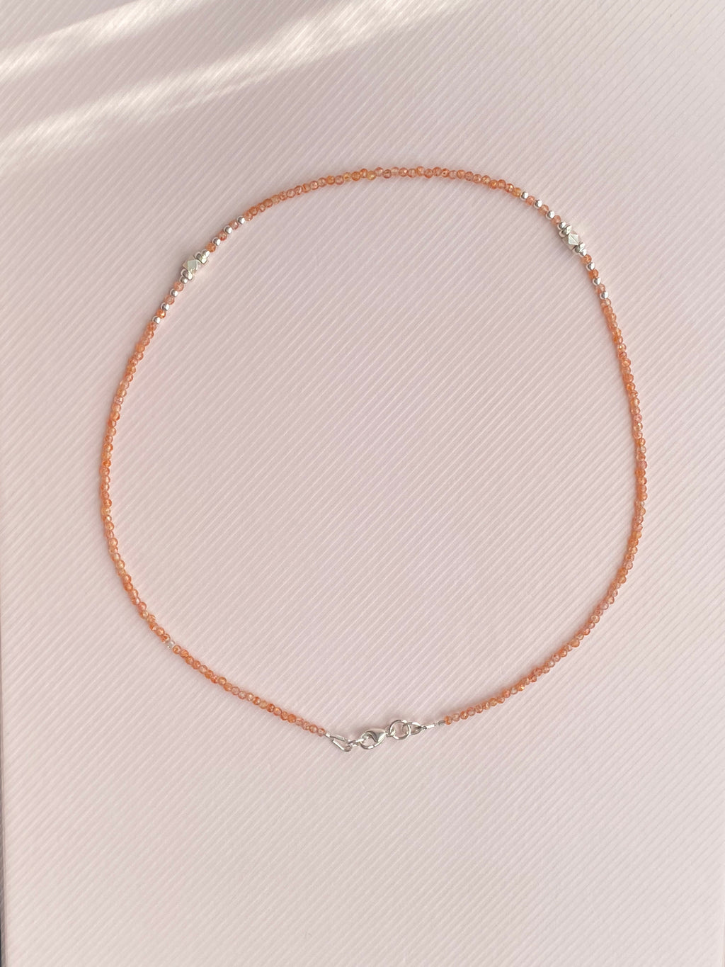 Dainty Sunstone Beaded Necklace