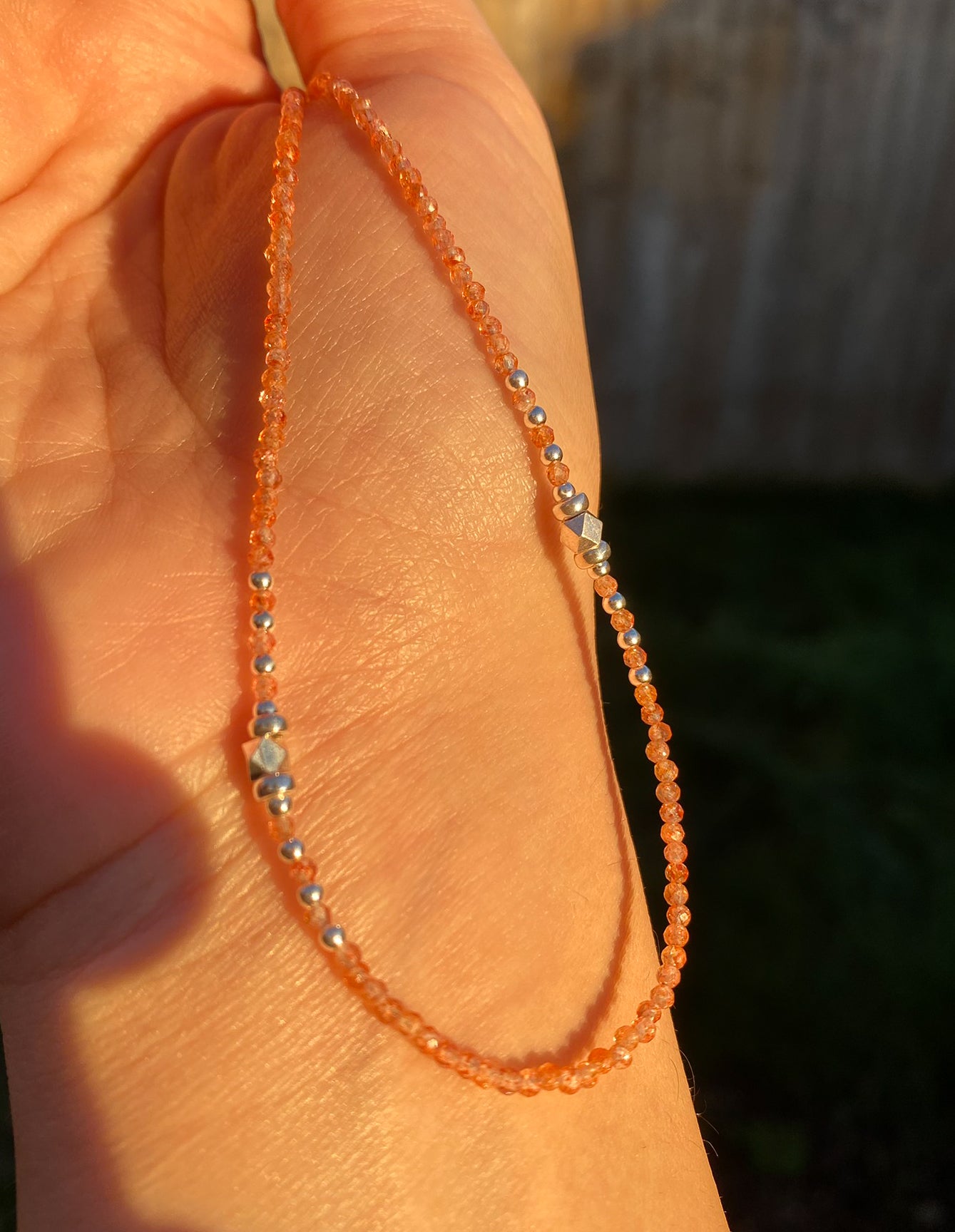 Dainty Sunstone Beaded Necklace