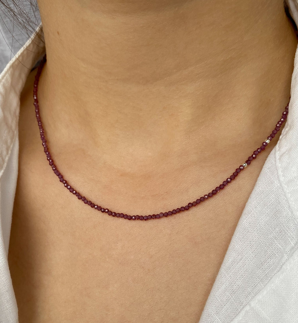 Dainty Rhodolite Beaded Necklace