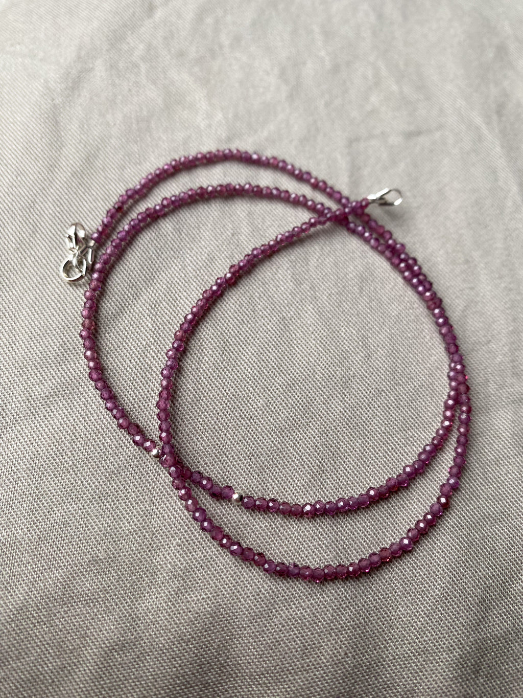 Dainty Rhodolite Beaded Necklace