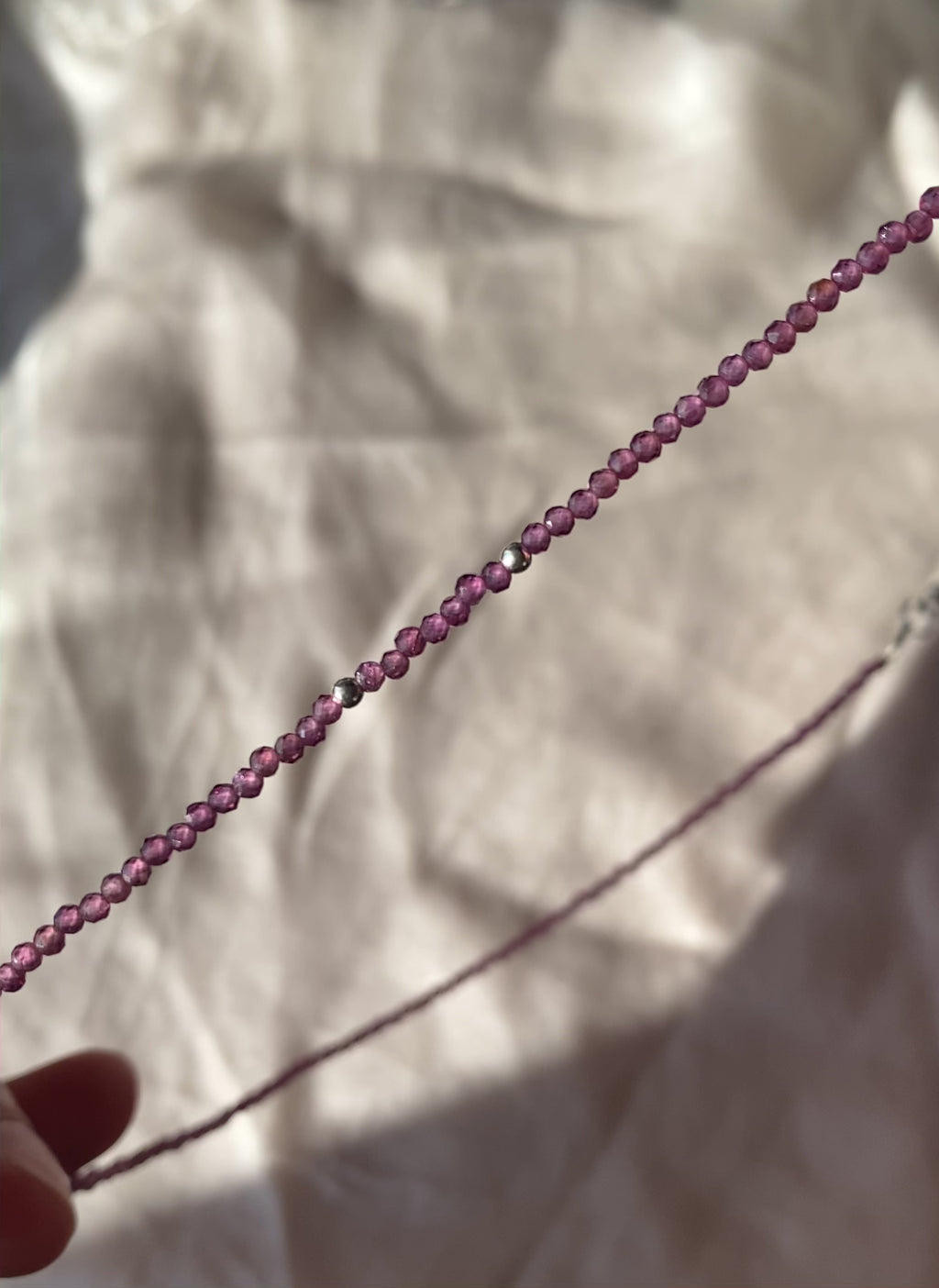 Dainty Rhodolite Beaded Necklace